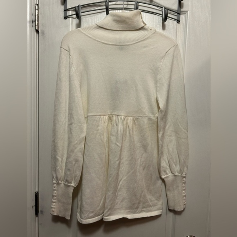 Sonoma Life-style sweater size Large ivory turtleneck button neck & sleeve NWT‎